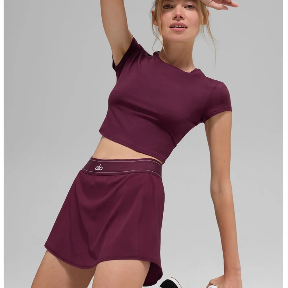 💜ALO💜 BURGUNDY Match Point Tennis Skirt